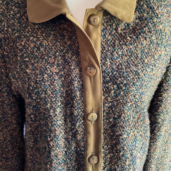 2-Piece Brown Pantsuit with Velour Pant and Nubby Textured Top/ Jacket 14P - Picture 5 of 7